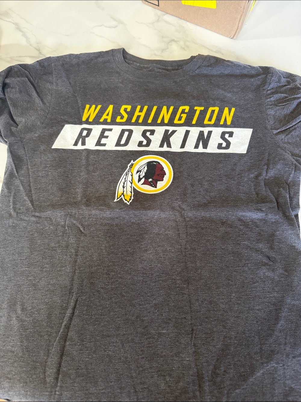 Washington Redskins Men's Short Sleeve Tee - Charcoal with Yellow & White Logo